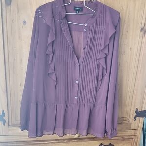 Elegant Mauve Ruffled Blouse